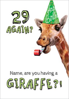 29 Again Humorous Birthday Card
