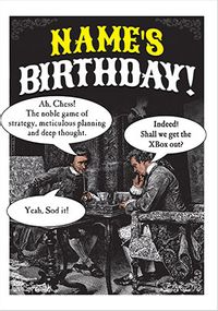 Chess vs. the Xbox Humorous Birthday Card