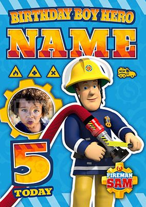 Fireman Sam - 5th Birthday Photo Card