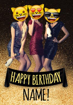 Emoji - Birthday Card Cool Party Felines