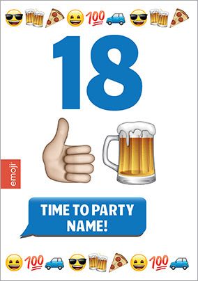 Emoji - Birthday Card 18th Birthday Time to Party