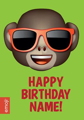 Emoji - Birthday Card Monkey with Sunglasses