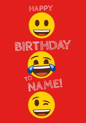 Happy Birthday Emoji Personalised Card
