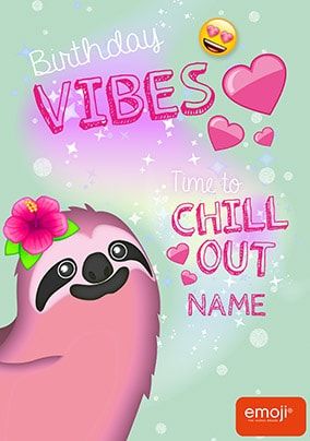 Emoji - Sloth Birthday Vibes Personalised Card