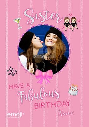 Emoji Sister Photo Birthday Card