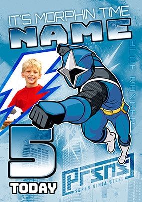 5 Today Blue Power Ranger Photo Card