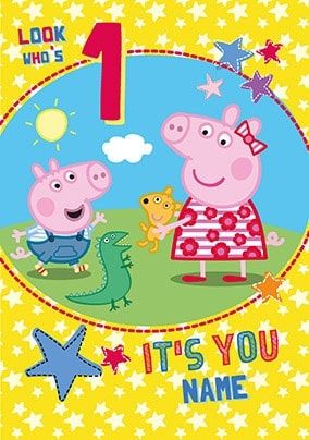 Peppa Pig - Look Who's 1 Personalised Card