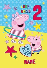 Peppa Pig - Look Who's 2 Personalised Card