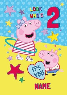 Peppa Pig - Look Who's 2 Personalised Card