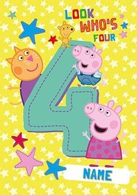 Peppa Pig - Look Who's 4 Personalised Card