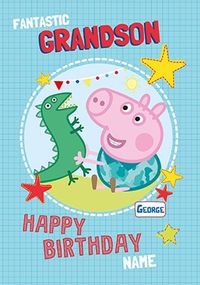 Peppa Pig - Grandson Personalised Birthday Card