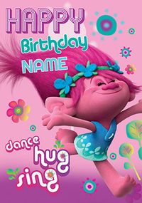 Trolls Dance, Hug and Sing Birthday Card