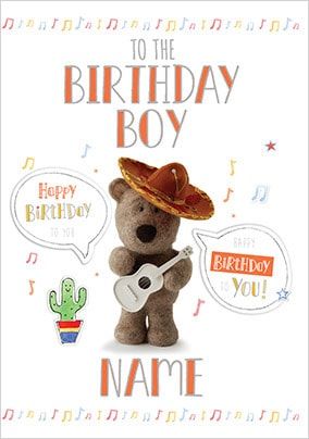 Barley Bear Birthday Boy Personalised Card