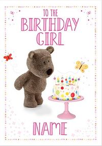 Barley Bear Birthday Girl Personalised Card