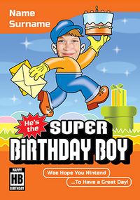Fun and Games Photo Upload Birthday Card - Super Mario
