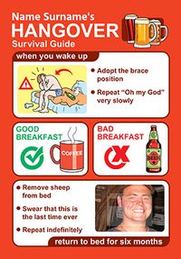 Tap to view Safety On Board - Birthday Card Male Hangover Survival Guide