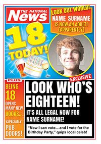 Tap to view 18th Birthday Photo Upload National News Birthday Card