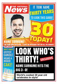 Tap to view 30th Birthday Photo Upload National News Birthday Card