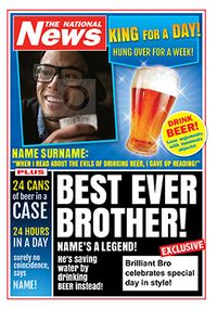 Best Brother Photo Upload National News Birthday Card