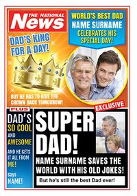 Tap to view Super Dad Photo Upload National News Birthday Card