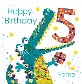 Boys Personalised Crocodile Birthday Card
