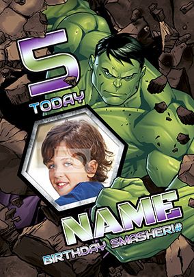 Hulk Age 5 Photo Birthday Card