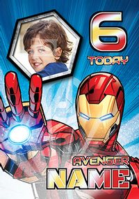 Iron Man Age 6 Photo Birthday Card