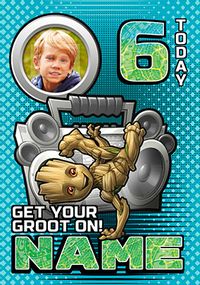 Tap to view Baby Groot Age 6 Photo Birthday Card