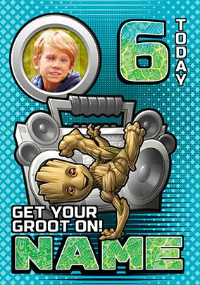 Baby Groot Age 6 Photo Birthday Card