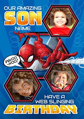 Spider-Man Photo Birthday Card - Son
