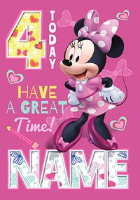 Tap to view Minnie Mouse Age 4 Birthday Card