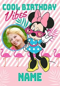 Tap to view Minnie Mouse Birthday Vibes Photo Card