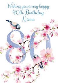 Tap to view 80th Birthday Card - floral adornment