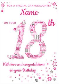 Tap to view Granddaughter 18th Birthday Card -Pink