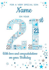 Tap to view Son 21st Birthday Card - Blue