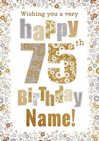 75th Birthday Card - Shiny Bubbles