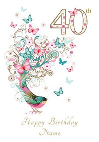 40th Birthday Card Bird - Milestone Birthday