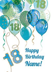 18th Birthday Card Blue Balloons - Milestone Birthday