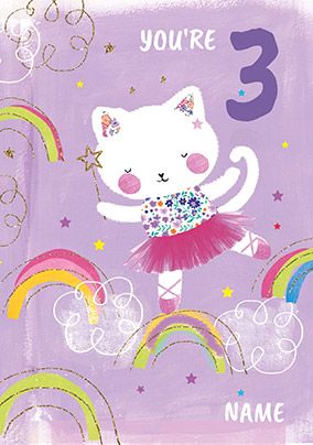 3 Today Ballerina Cat Birthday Card