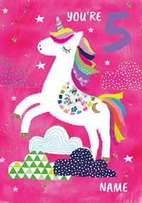 Tap to view 5 Today Unicorn Birthday Card