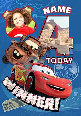 Choose the Name And Age Christmas Card Personalised Disney Cars Birthday 