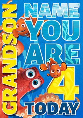 Finding Dory - Birthday Card Grandson You're 4