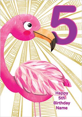 Flamingo 5 Today Birthday Card
