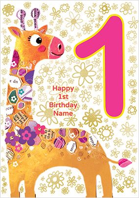 Giraffe 1 Today Birthday Card
