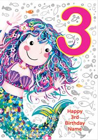 Mermaid 3 Today Birthday Card