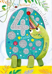 Tap to view Grandson Tortoise 4 Today Birthday Card