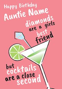 Tap to view Fizz Auntie Birthday Card - Cocktails