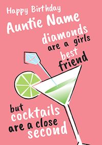 Tap to view Fizz Auntie Birthday Card - Cocktails