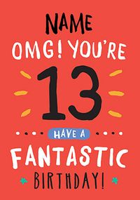 Tap to view 13th Birthday Card 13 Today Orange - Rock, Paper, Awesome