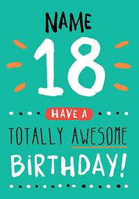 Tap to view 18th Birthday Card 18 Today Green - Rock, Paper, Awesome